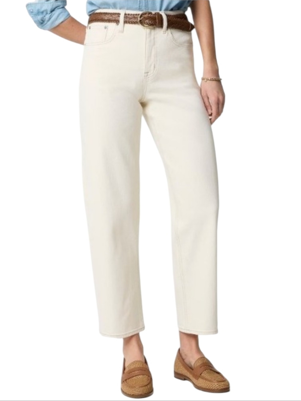 NWT J. Crew Slim Barrel Jean Ecru Beige White Petite Size 28P